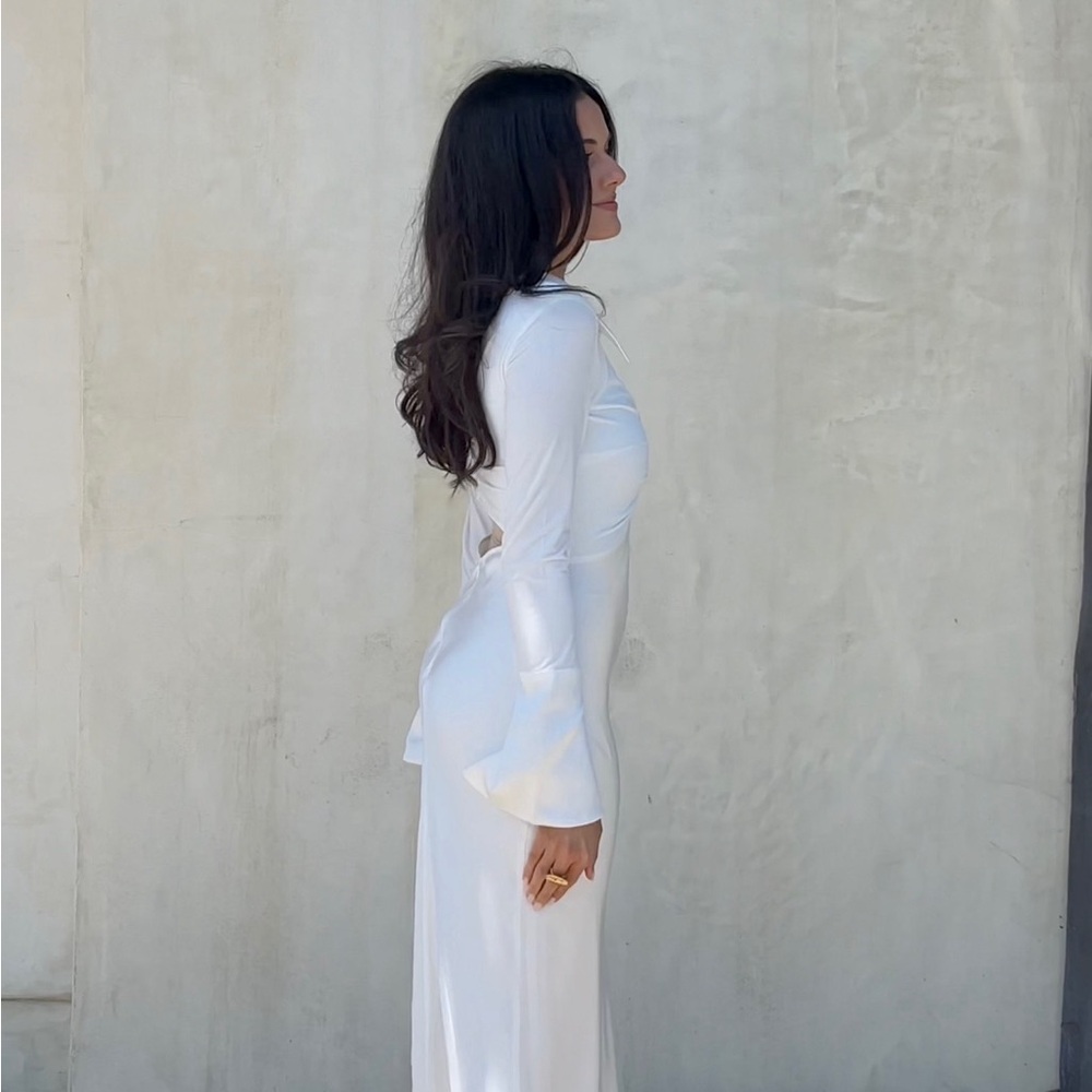 WHITE REVOLVE DRESS WITH COLLAR DETAILING